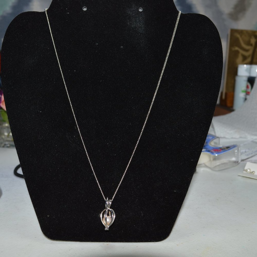 18 Inch "Wish" Peach Pearl Cage Necklace